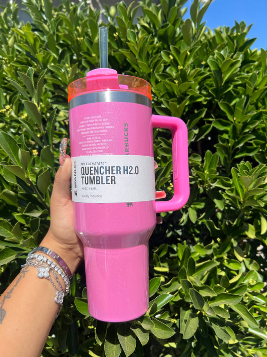 40oz pink glitter tumbler