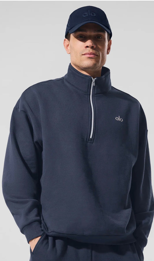 Alo half zip up navy blue